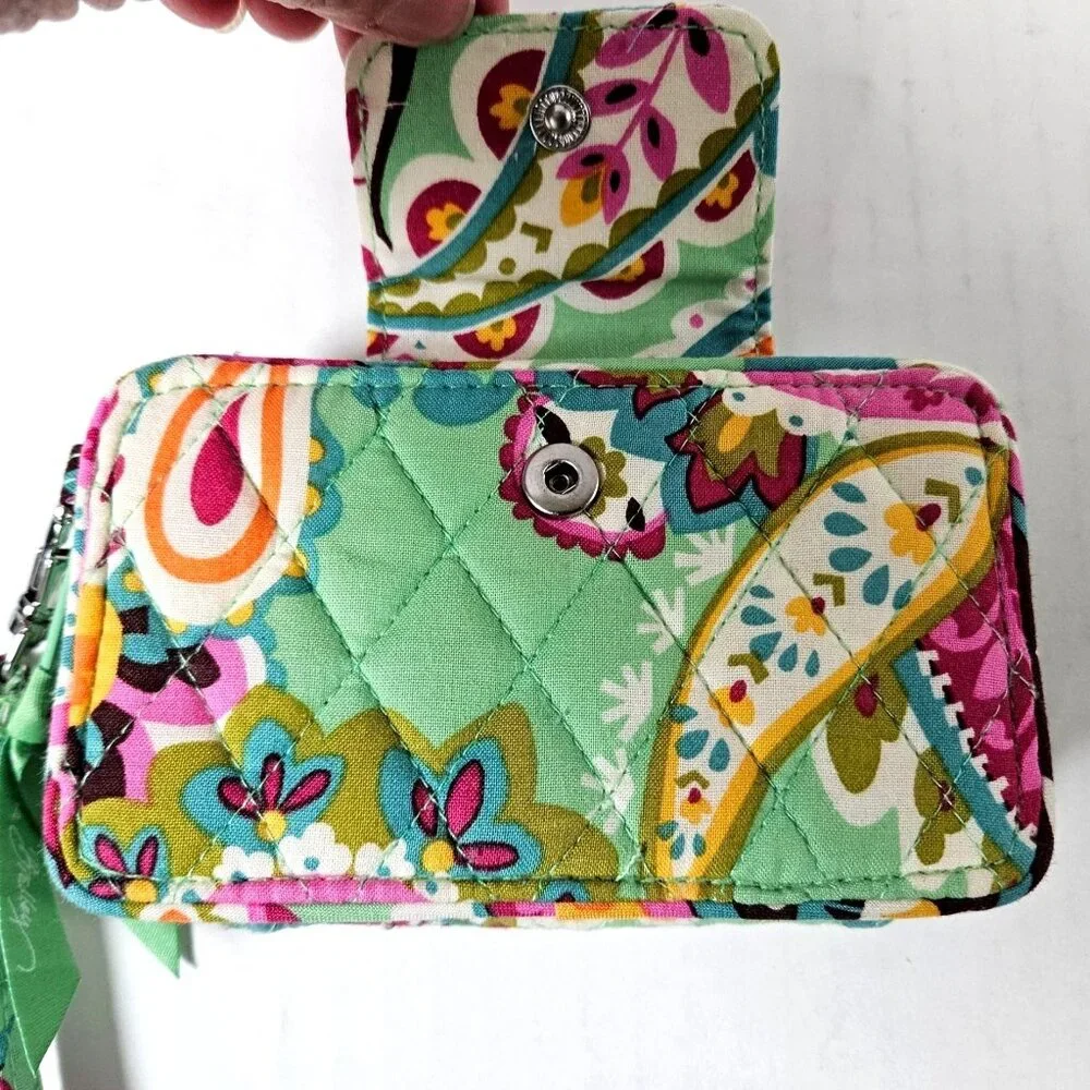 Vera Bradley Wallet Wristlet Tutti Frutti Colorful Paisley Zip Around Travel